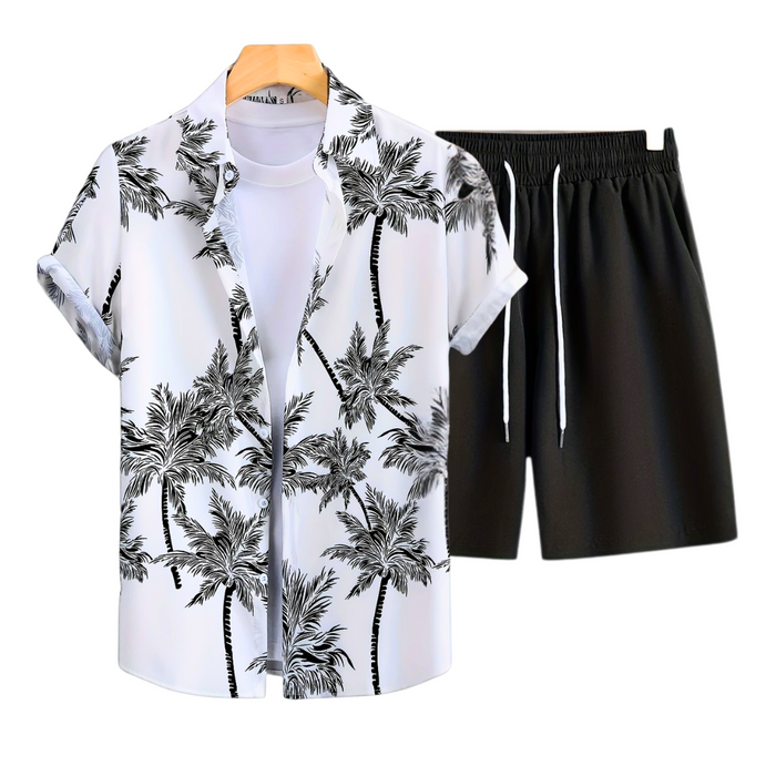 Herren Zweiteiler – Hemd & Shorts mit Palmen